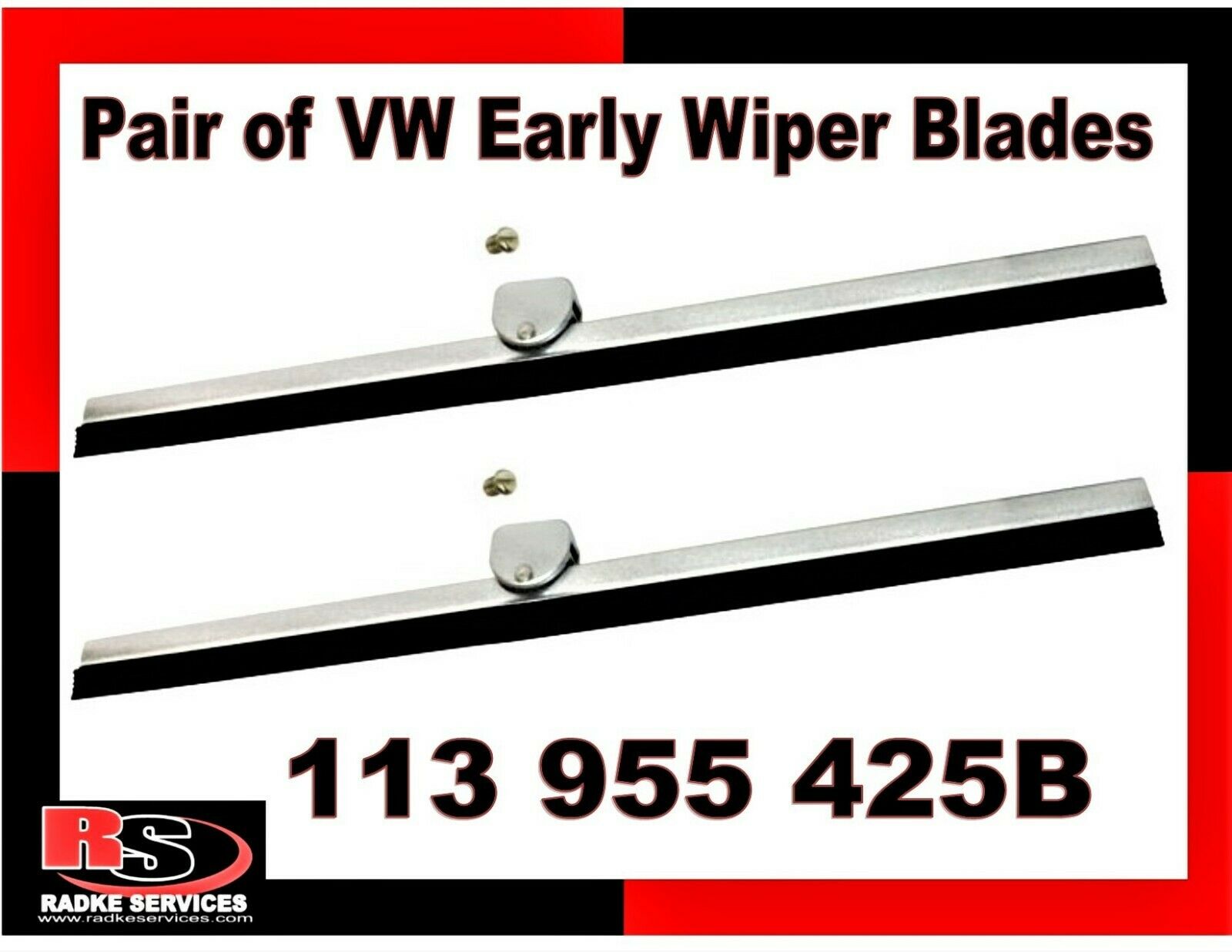 PAIR Of VW WINDSHIELD WIPER BLADES BUG BEETLE BAJA 1958-64 113 955 425B ...