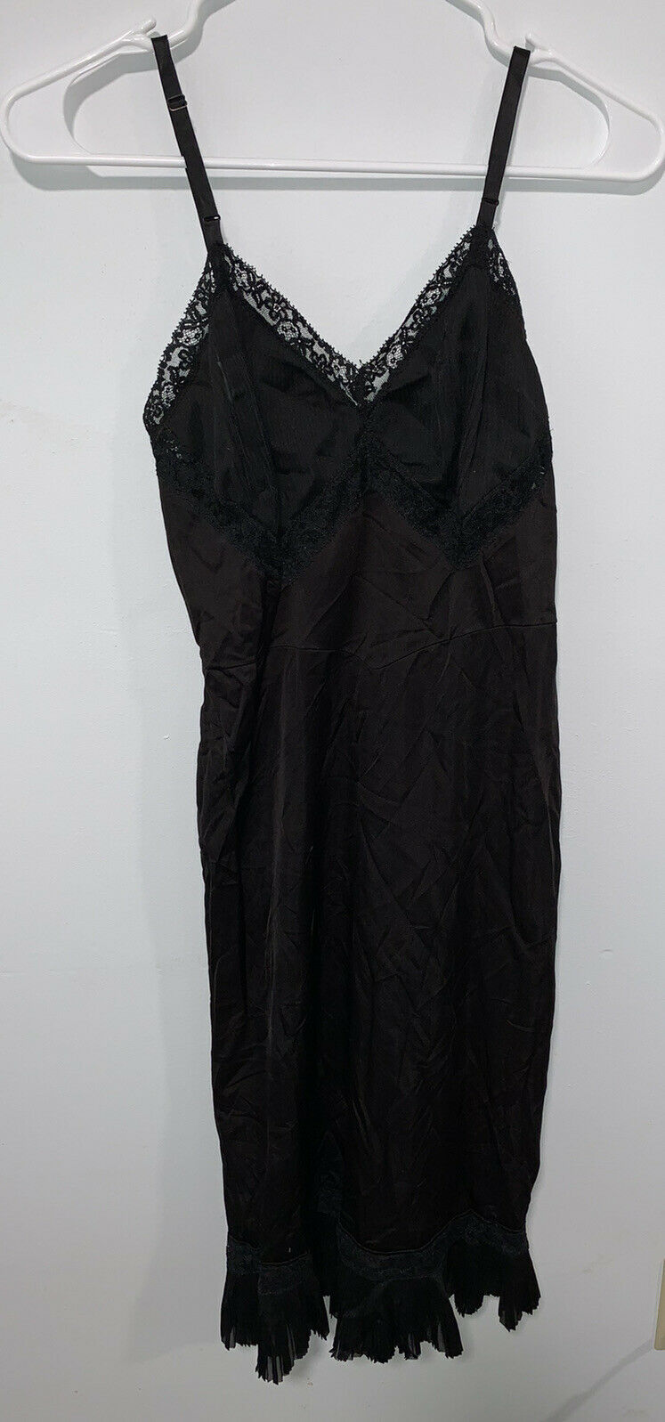 Vintage Vanity Fair Full Lace Black Slip Womens 32 Style 3-8-14a