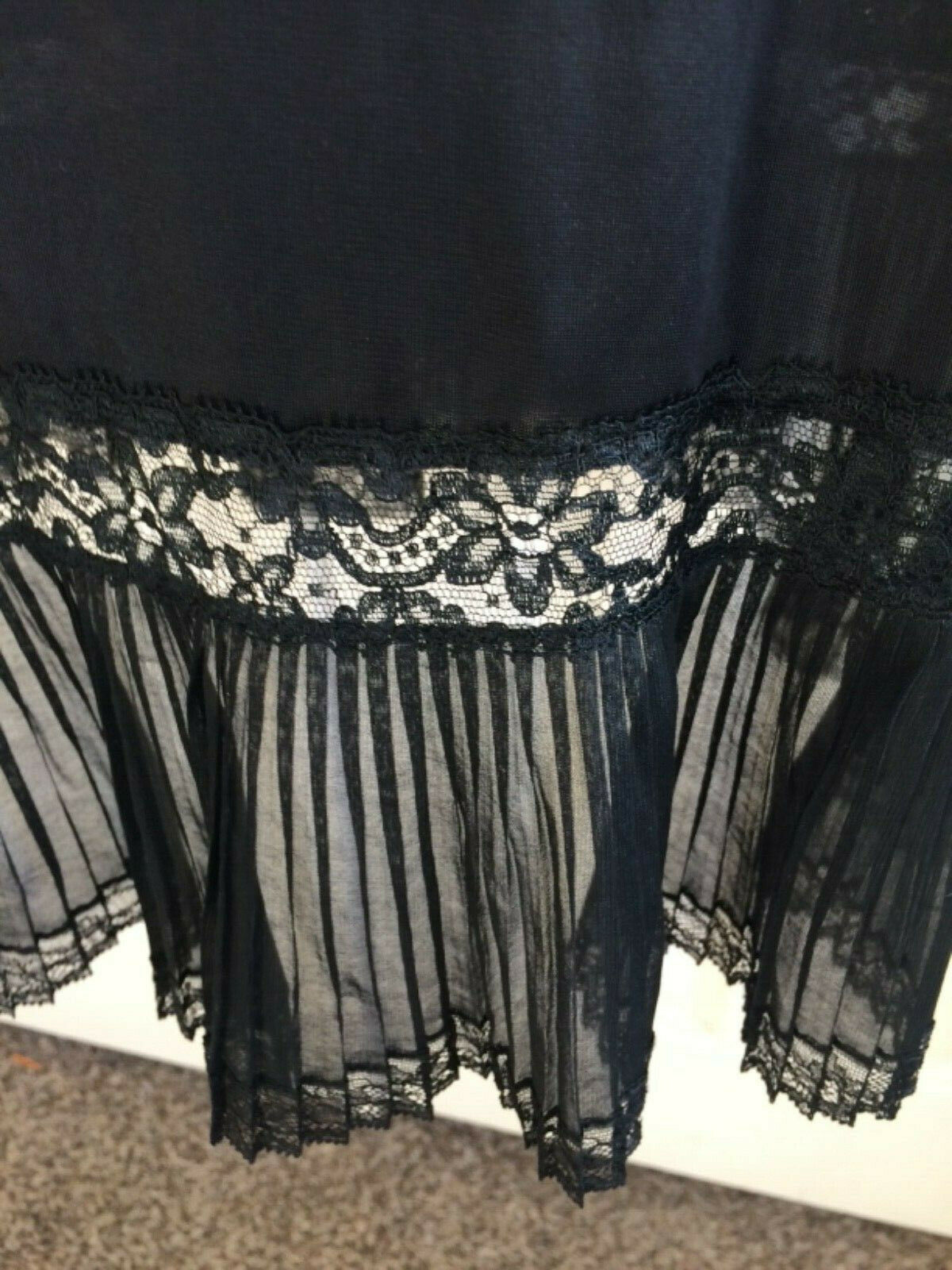 VAN RAALTE Full Slip Chemise Nylon Lace Ruffle Accordion Crystal Pleat ...