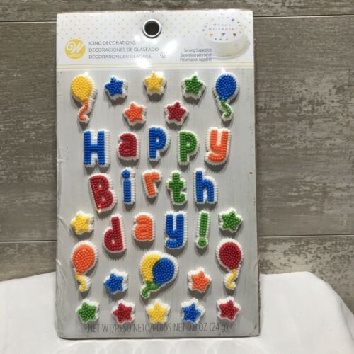 Wilton Happy Birthday Icing Decorations Cake Cupcakes 33 Pieces