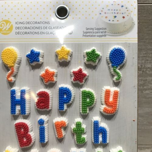 Wilton Happy Birthday Icing Decorations Cake Cupcakes 33 Pieces