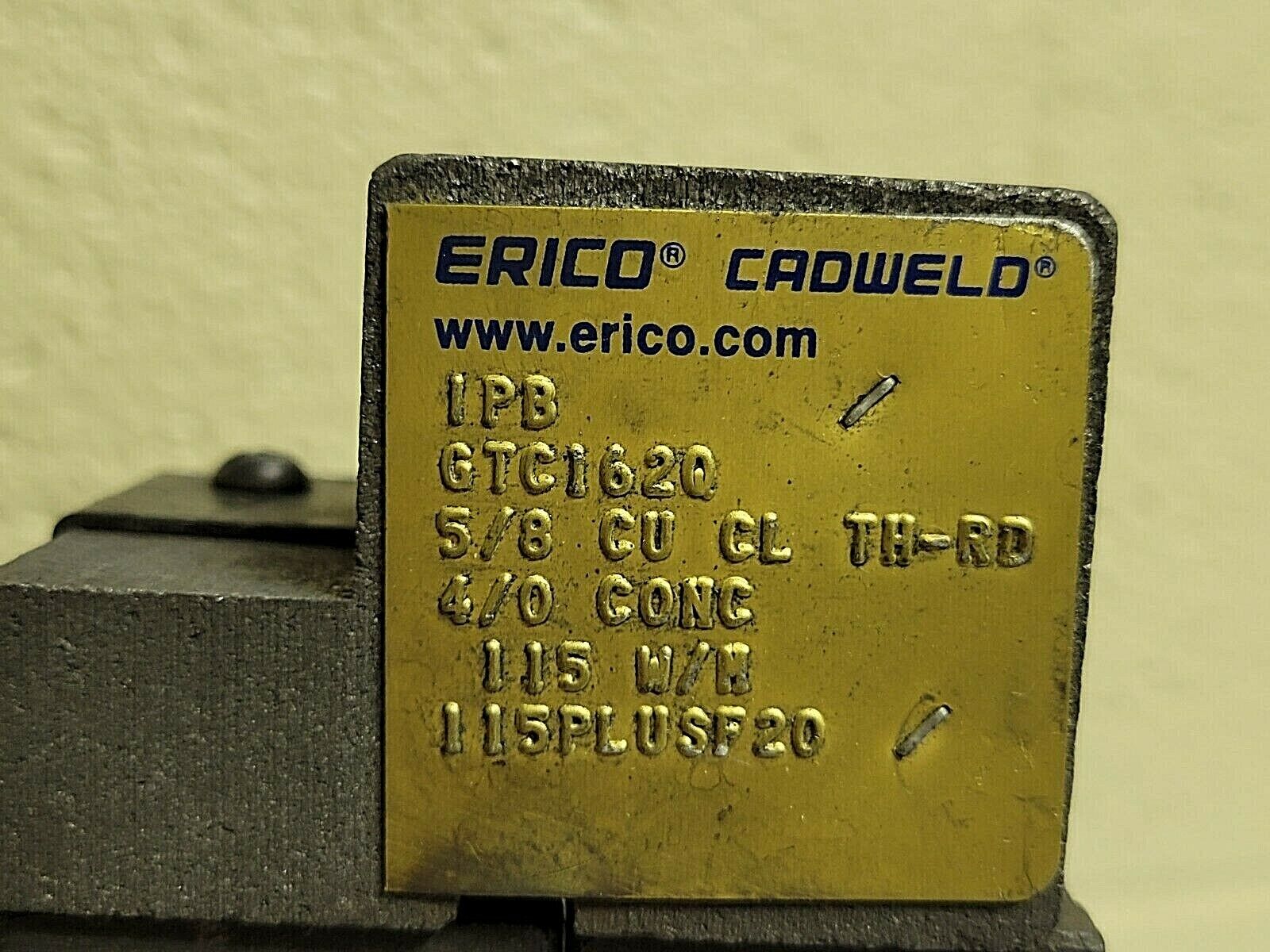 ERICO CADWELD WELDING BONDING MOLD IPB GTC162Q 5/8 CU CL TH-RD 4/0 CONC ...