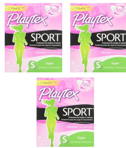 Playtex Sport Super Tampons ~ 3 Boxes ~ 54 Count ~ Tampons ~ Playtex Sport