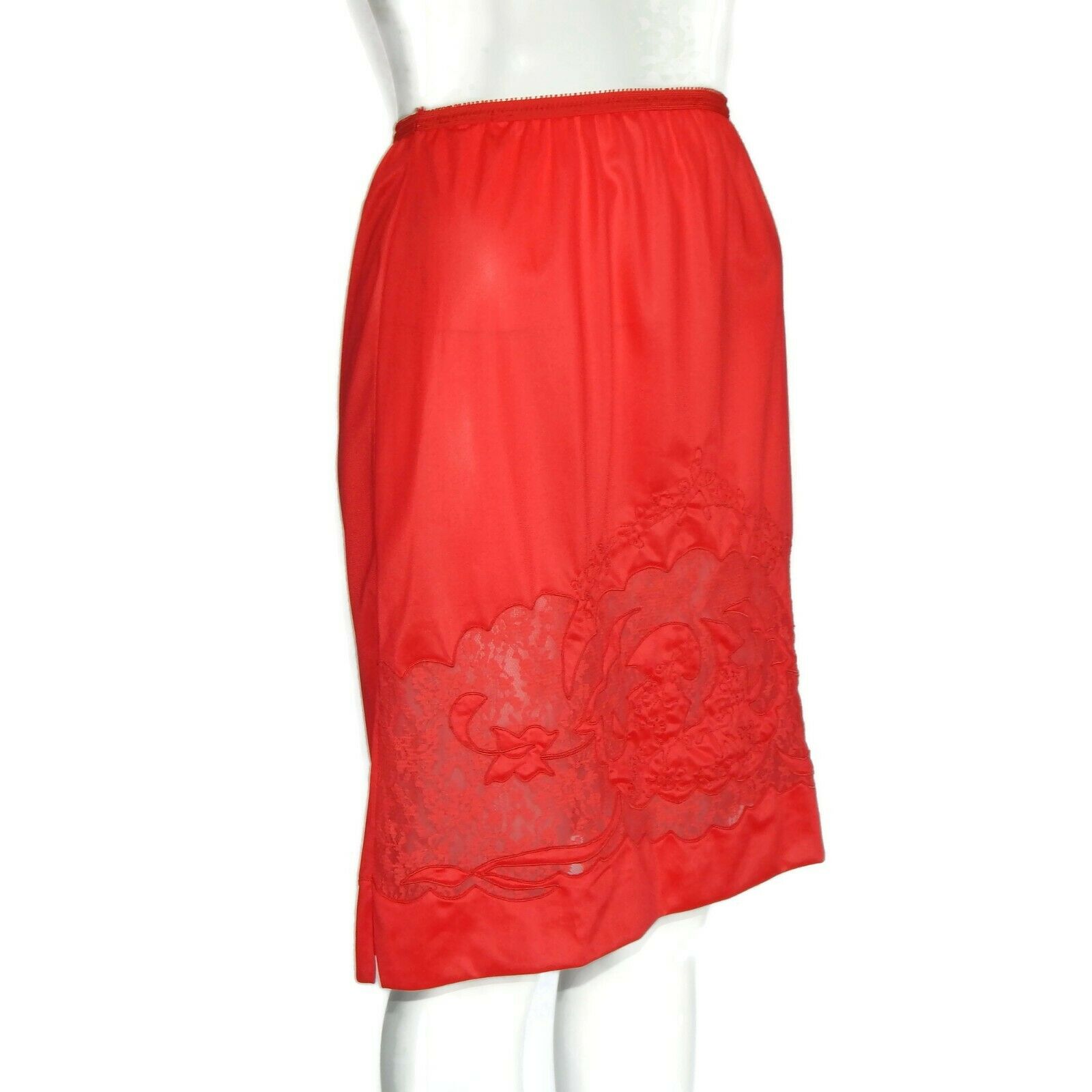 Vintage 1950s Embroidered Lace Slip Skirt Red Lingerie 60s Pin-up ...