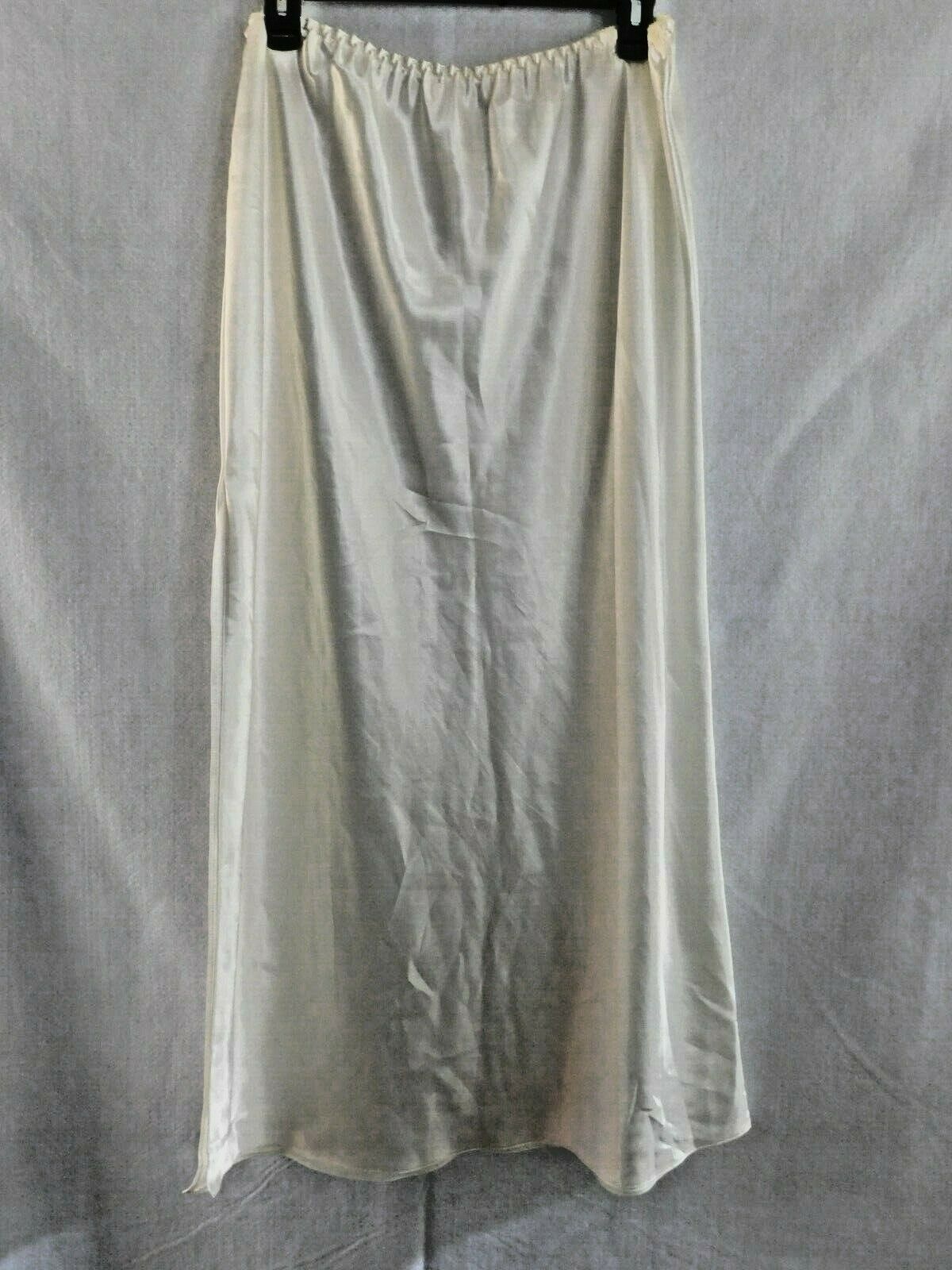 Farr West 2X Second Skin Satin Long Half Slip White with Slit