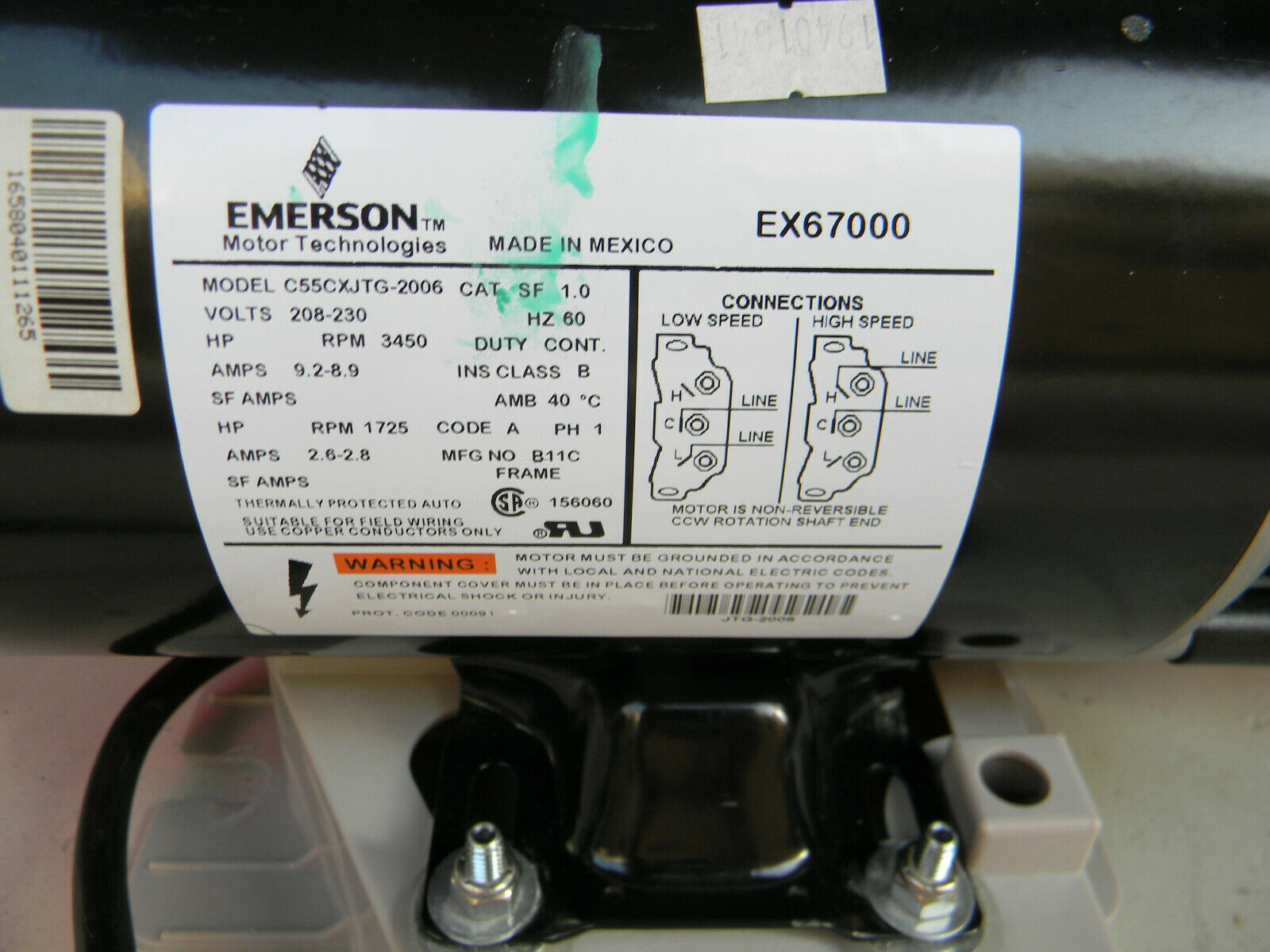 Emerson Jacuzzi hot tub pump and motor EX67000 240v