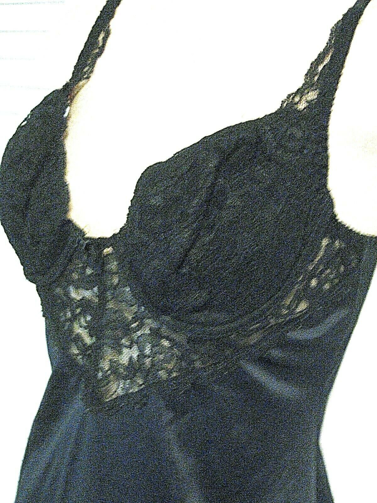 Black Vintage full slip cabernet lace bodice nylon padded bra 36C